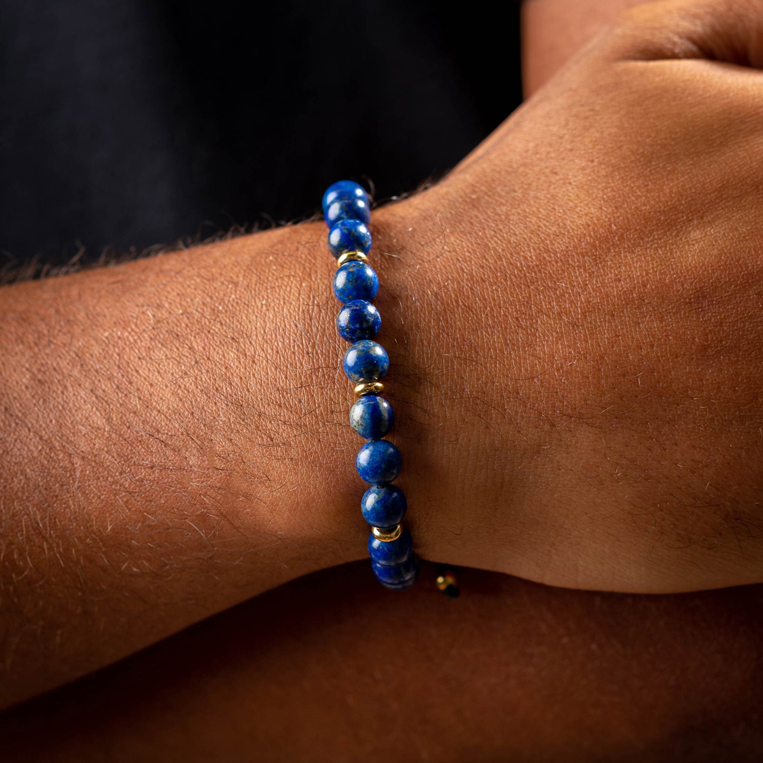 Lapis Lazuli Kralen Armband met Gouden Marenca Logo