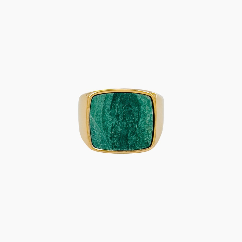 Jade Signet Ring Gold