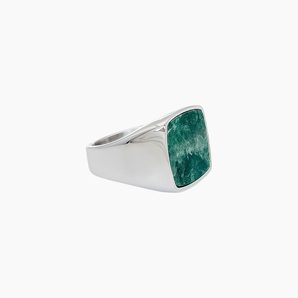 Jade Signet Ring Silver