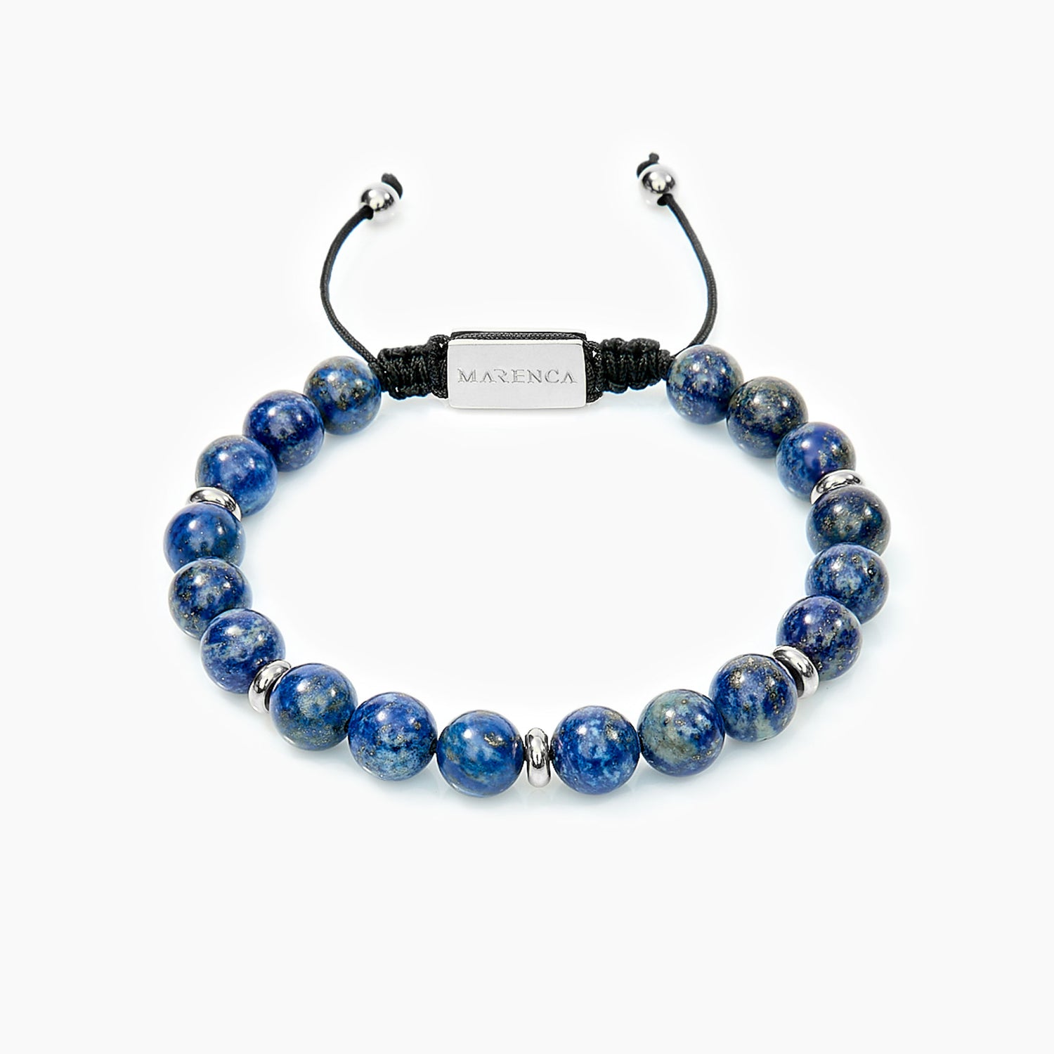 Lapis Lazuli Kralen Armband met Zilveren Marenca Logo