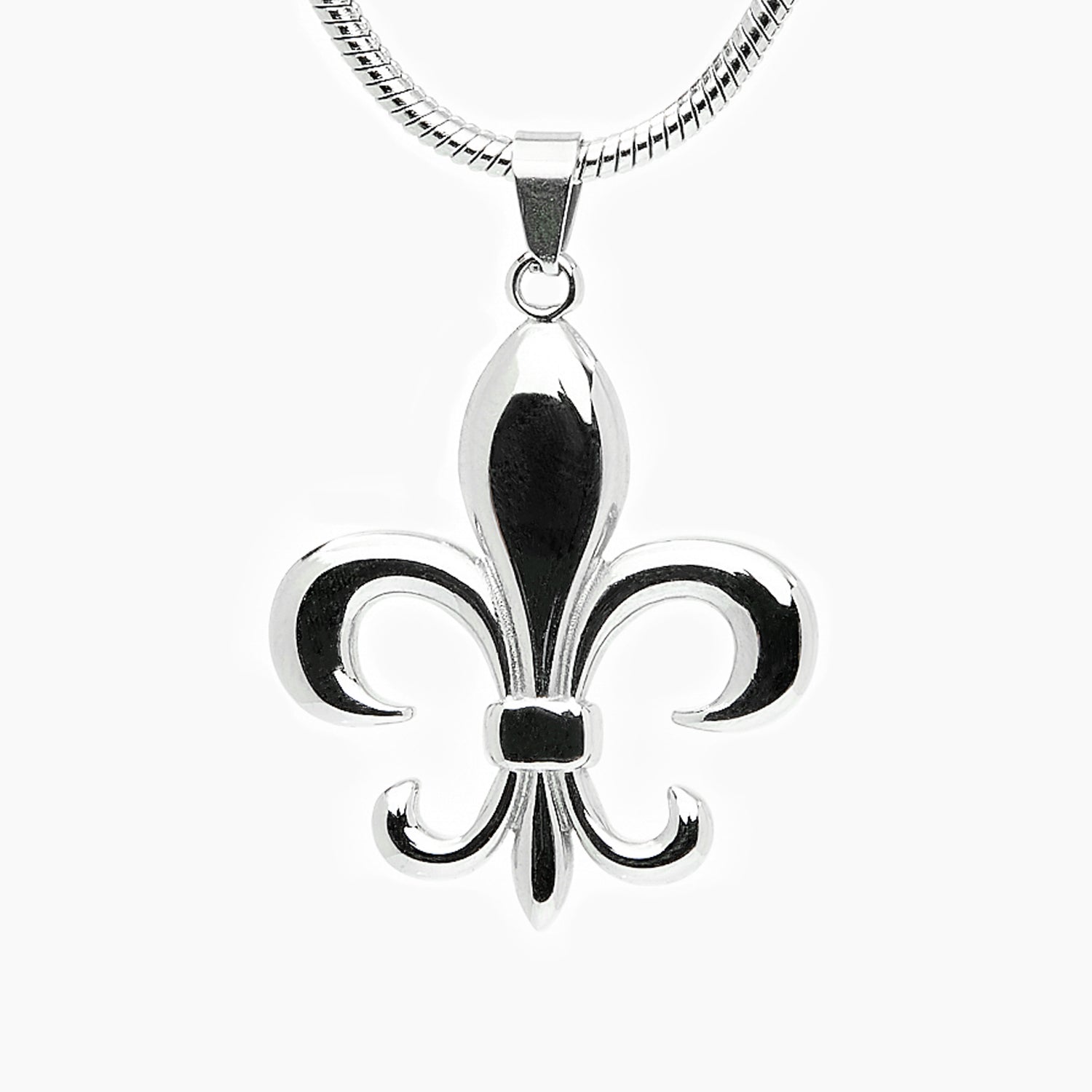 Zilveren Slangen Schakelketting met Fleur-de-Lys Hanger