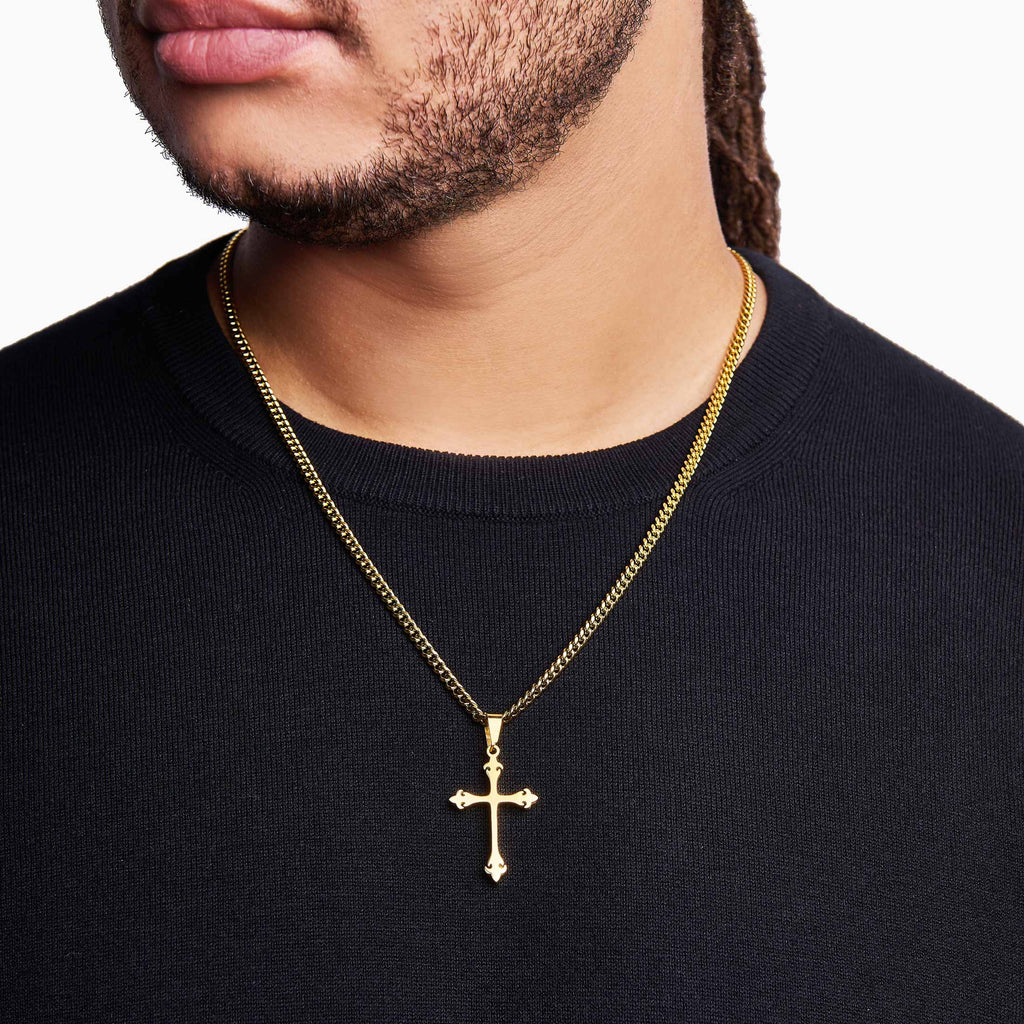 Fleur Cross Pendant Gold