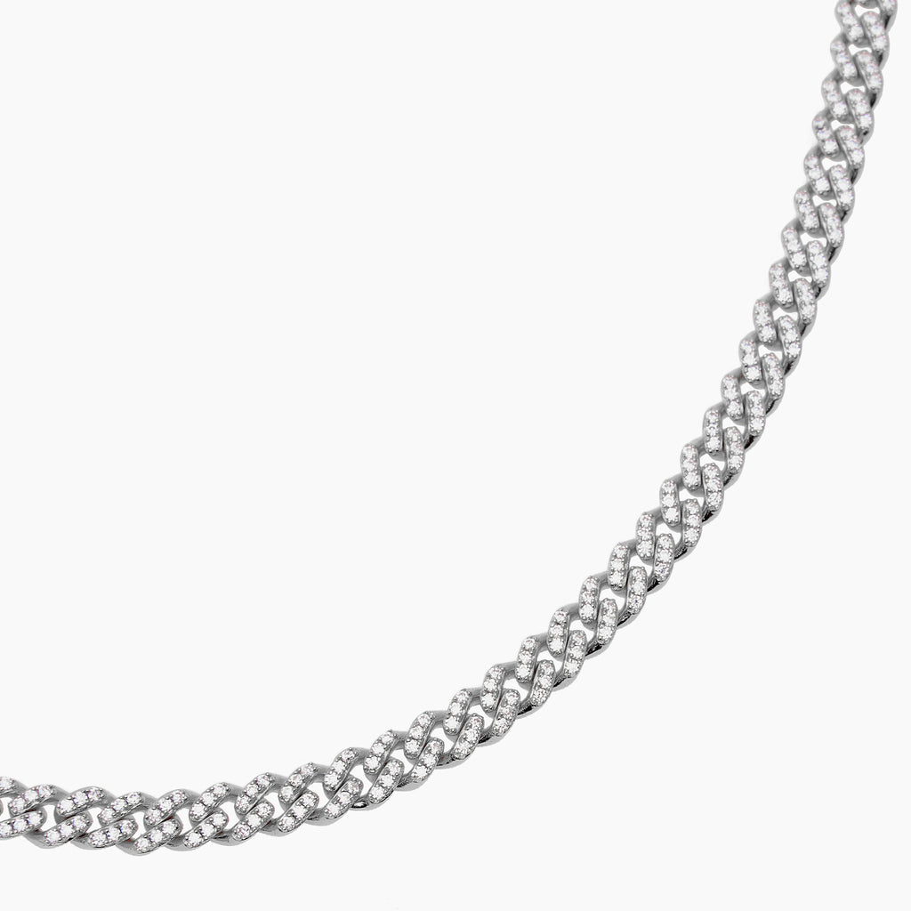 S925 Moissanite Cuban Chain Silver